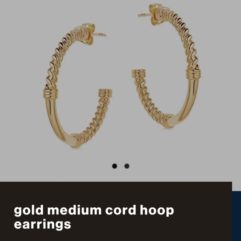 Gold medium cord hoop earrings